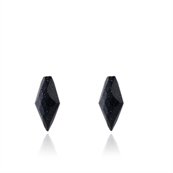 Anborede midnatsblå sandsten, Spidse/ flad, facet, 15*8mm, par